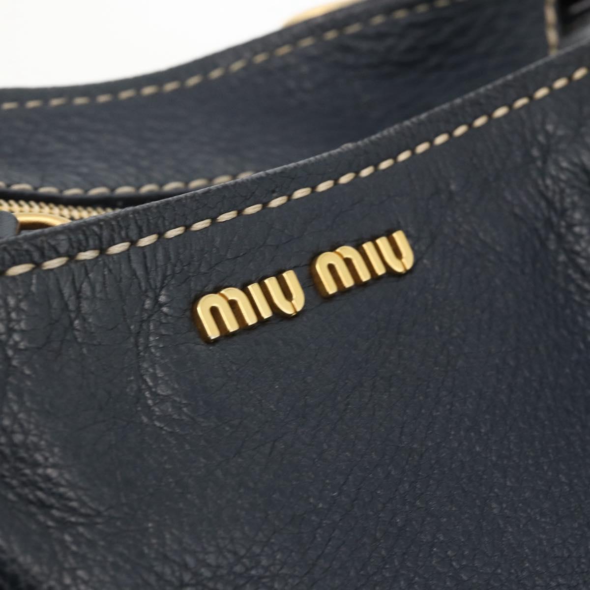 Miu Miu Hand Bag Leather Navy Gold Auth YKZ870A