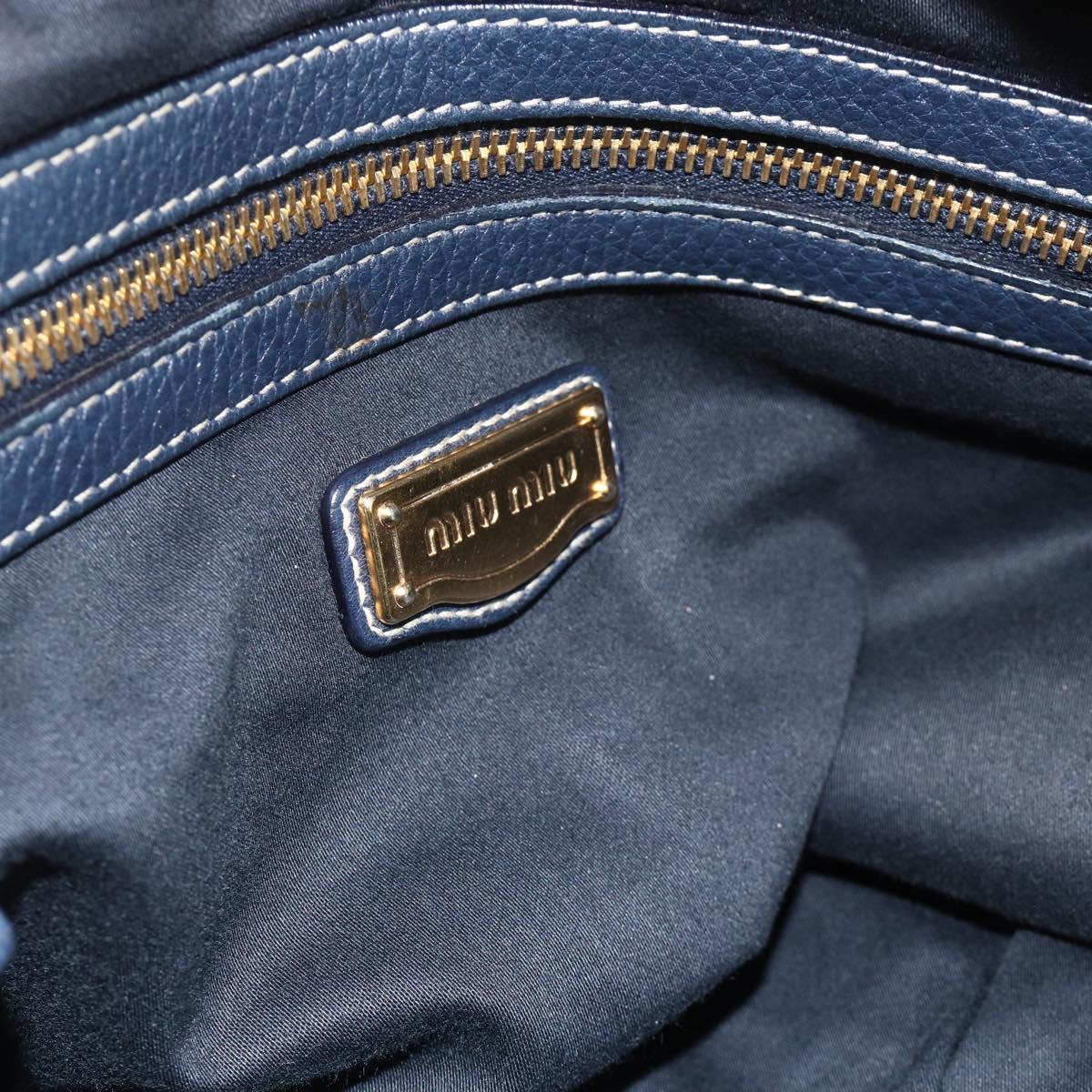 Miu Miu Hand Bag Leather Navy Gold Auth YKZ870A