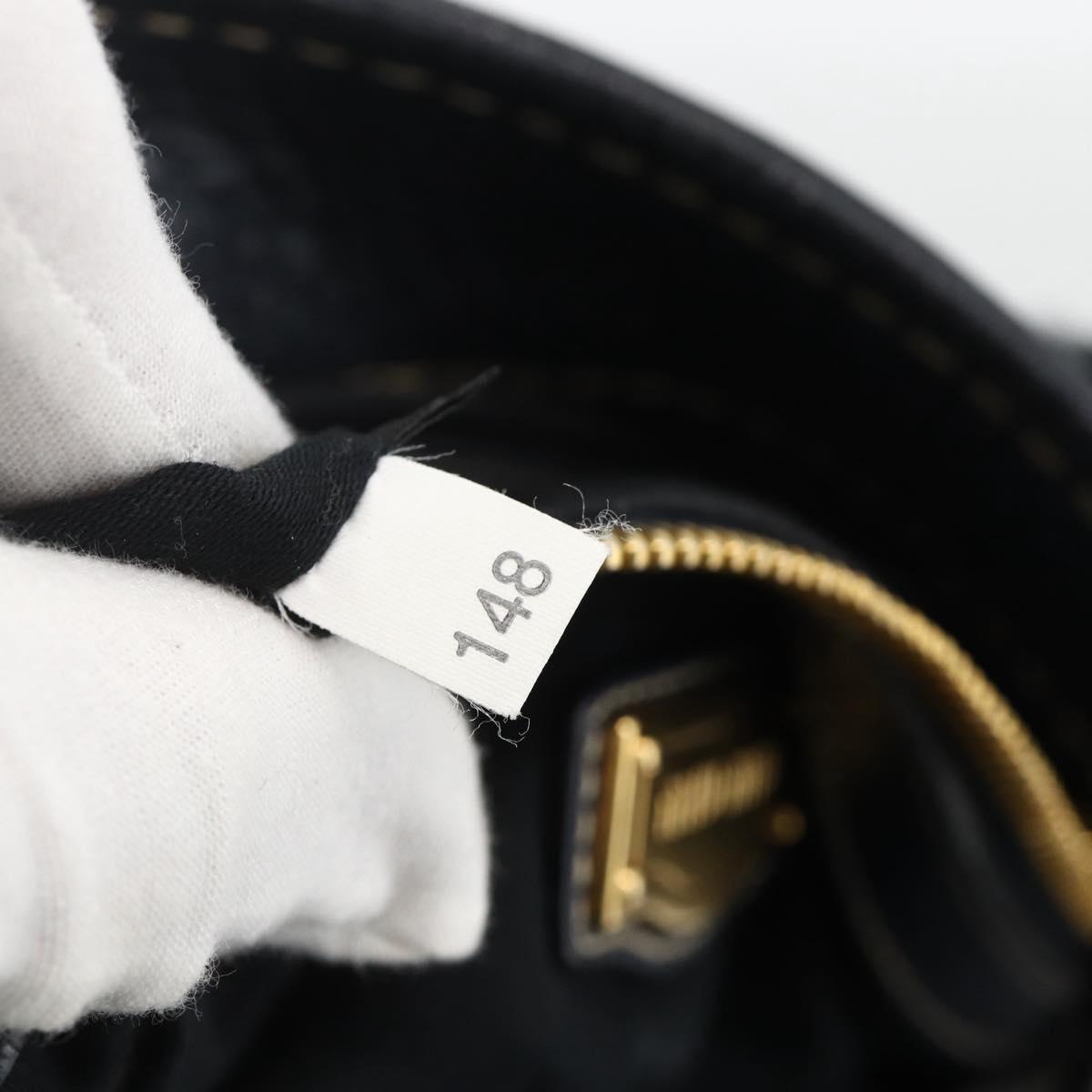 Miu Miu Hand Bag Leather Navy Gold Auth YKZ870A