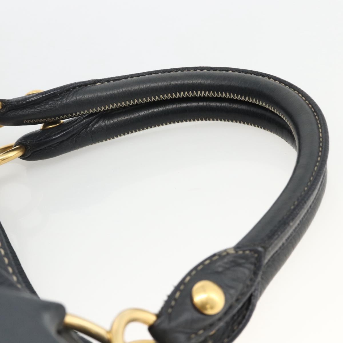 Miu Miu Hand Bag Leather Navy Gold Auth YKZ870A