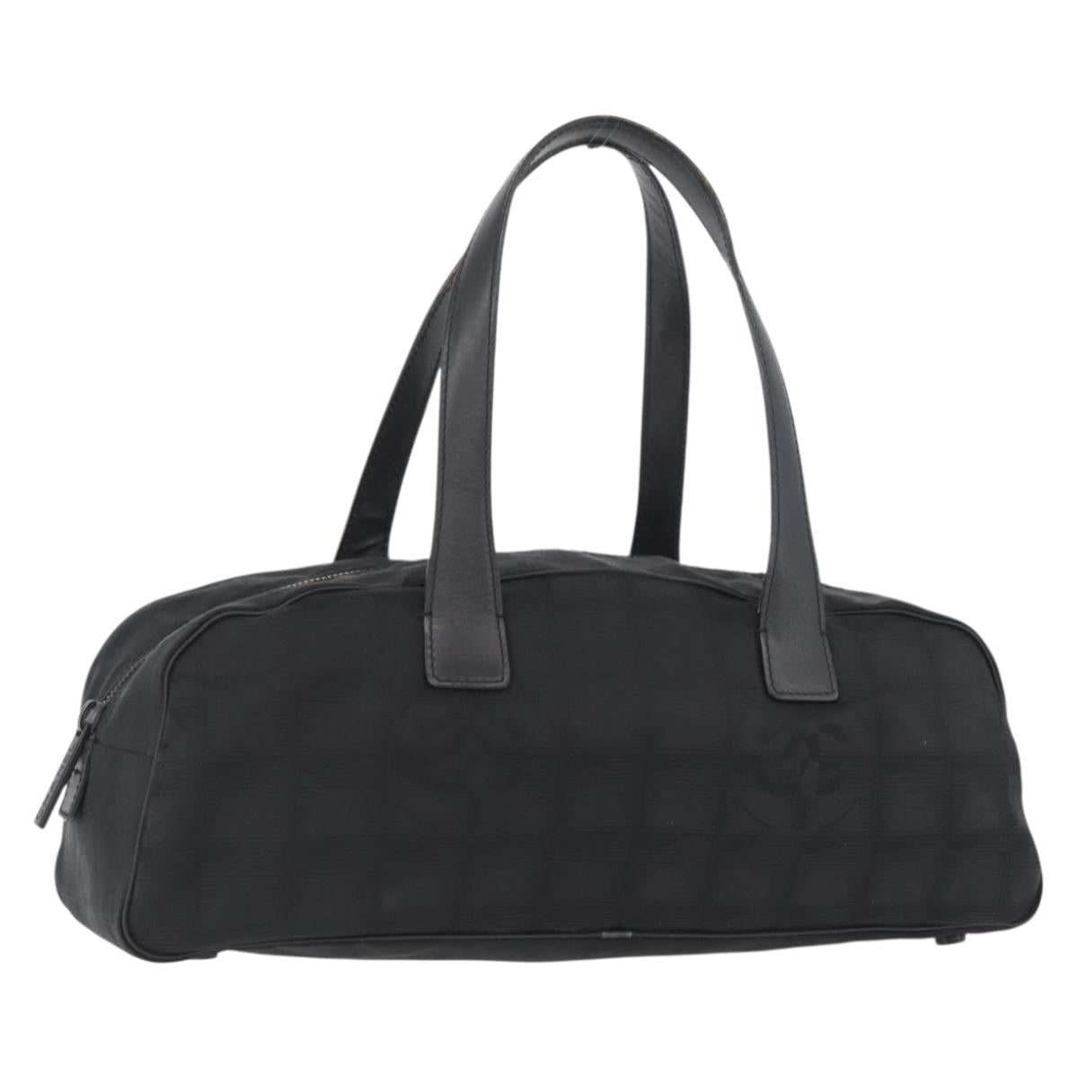 CHANEL New Travel Line Hand Bag Nylon Black CC Auth YKZ874