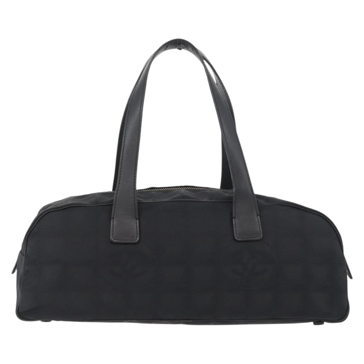 CHANEL New Travel Line Hand Bag Nylon Black CC Auth YKZ874