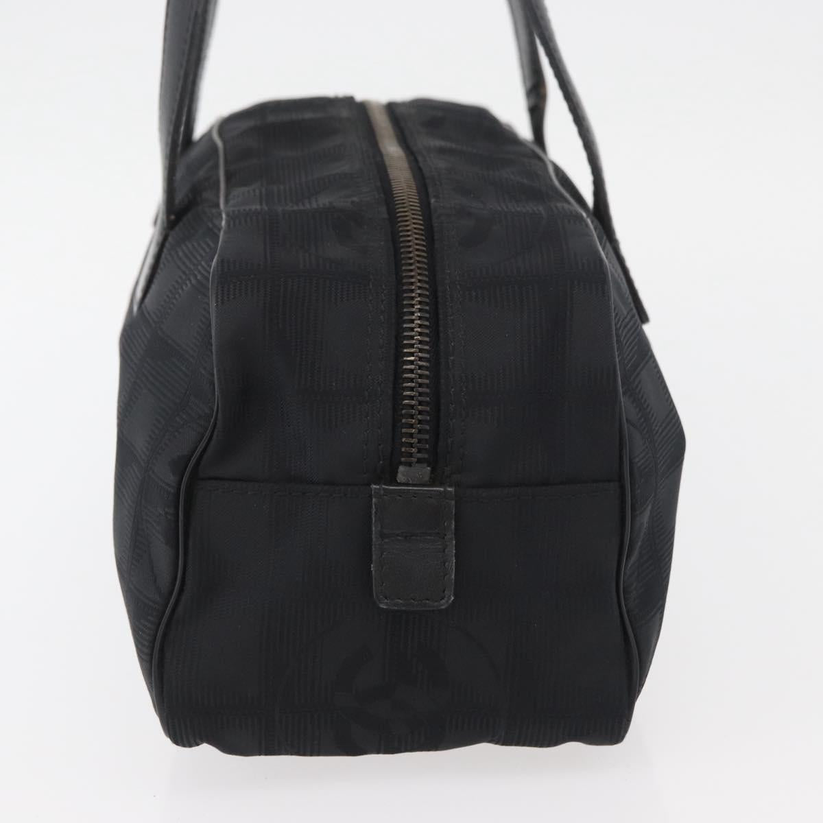 CHANEL New Travel Line Hand Bag Nylon Black CC Auth YKZ874
