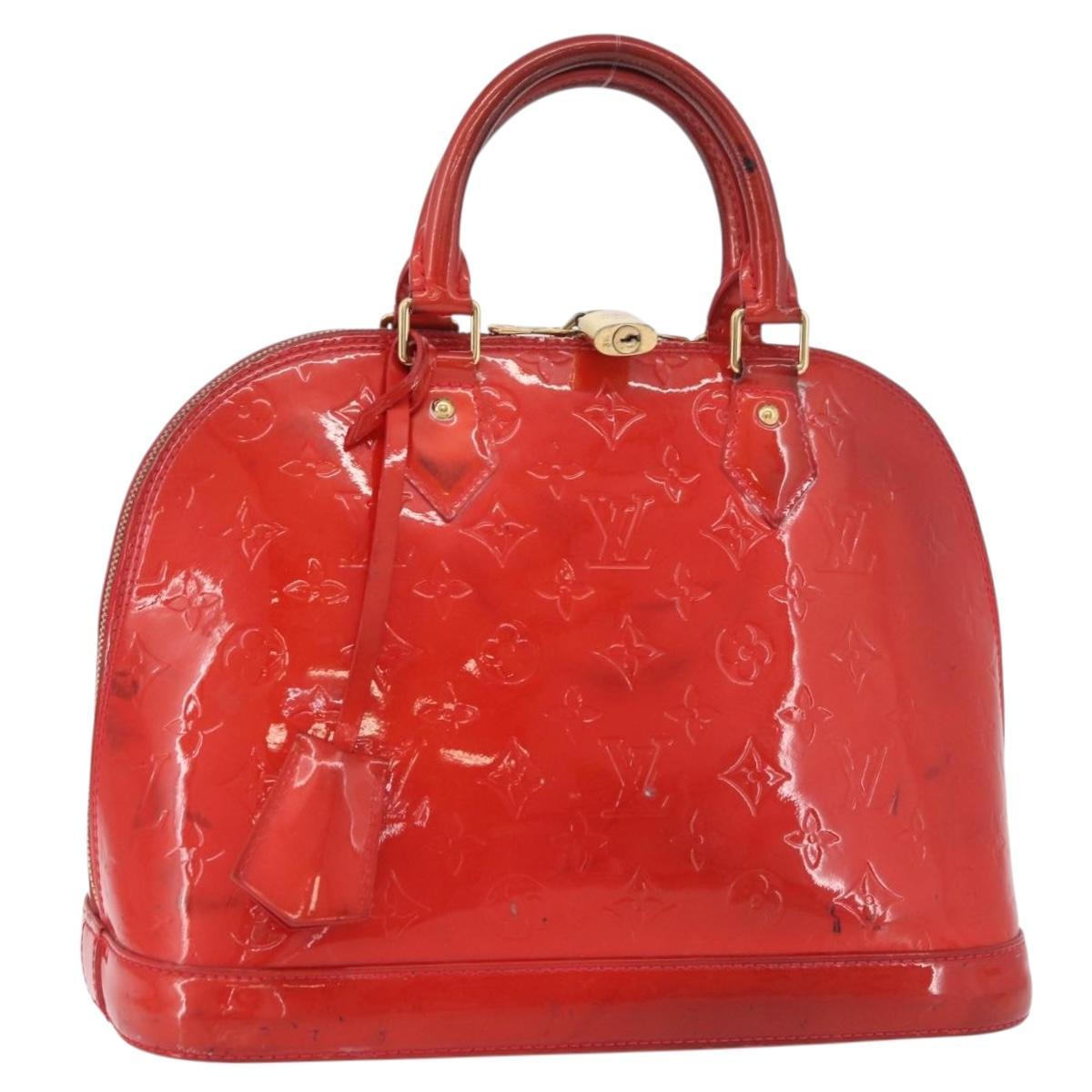 LOUIS VUITTON Vernis Alma PM Hand Bag Rouge Grunadine M91693 LV Auth YKZ887
