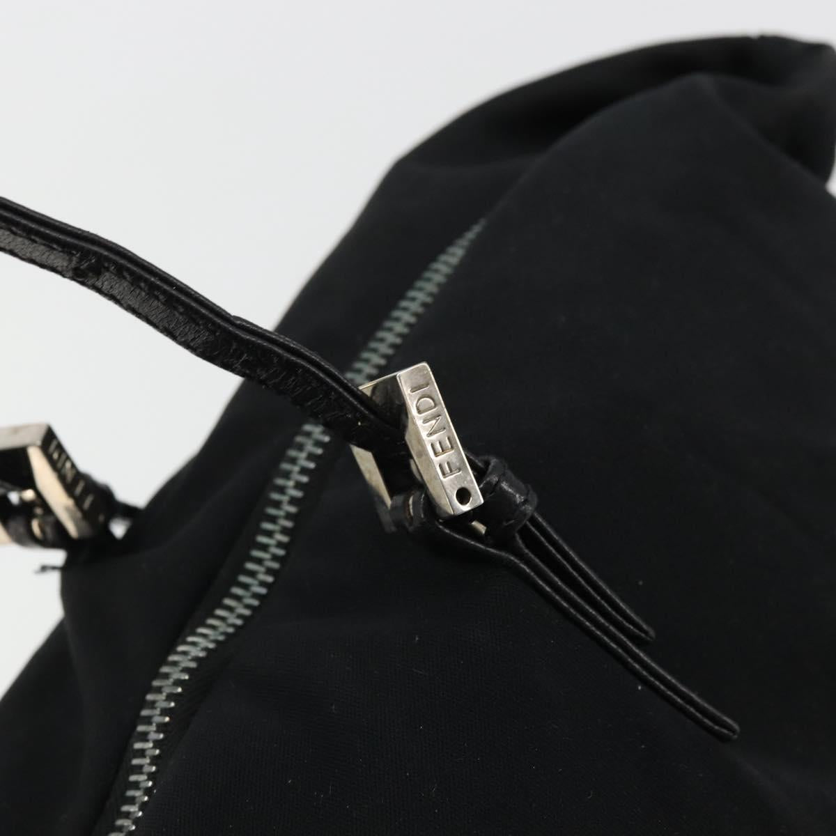 FENDI Tote Bag Nylon Black Silver Auth YKZ893