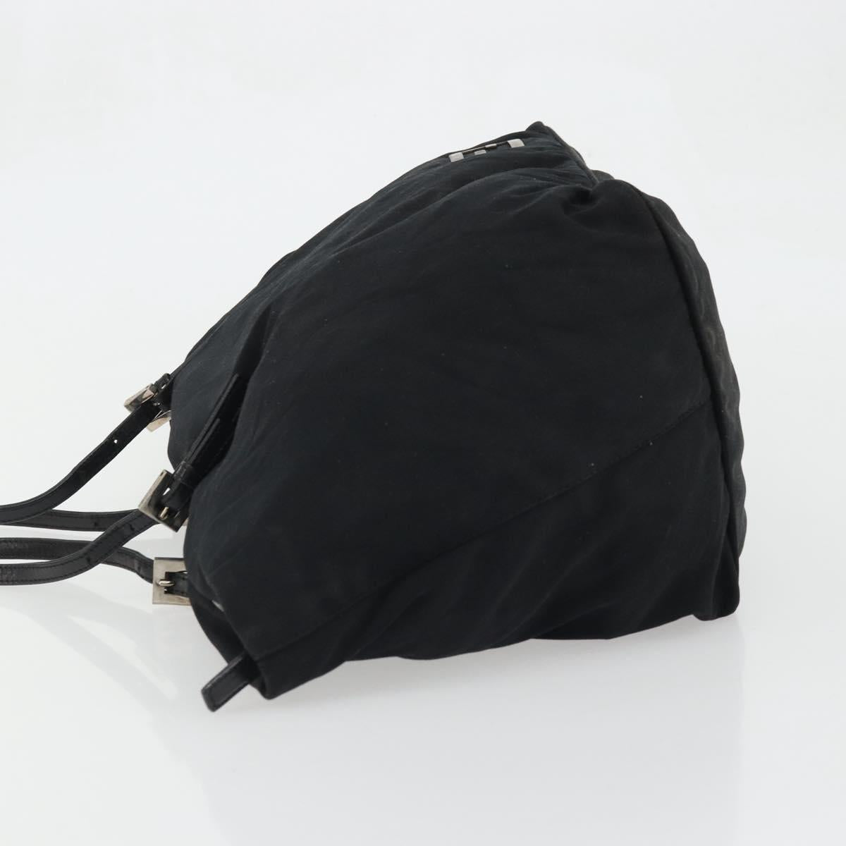 FENDI Tote Bag Nylon Black Silver Auth YKZ893