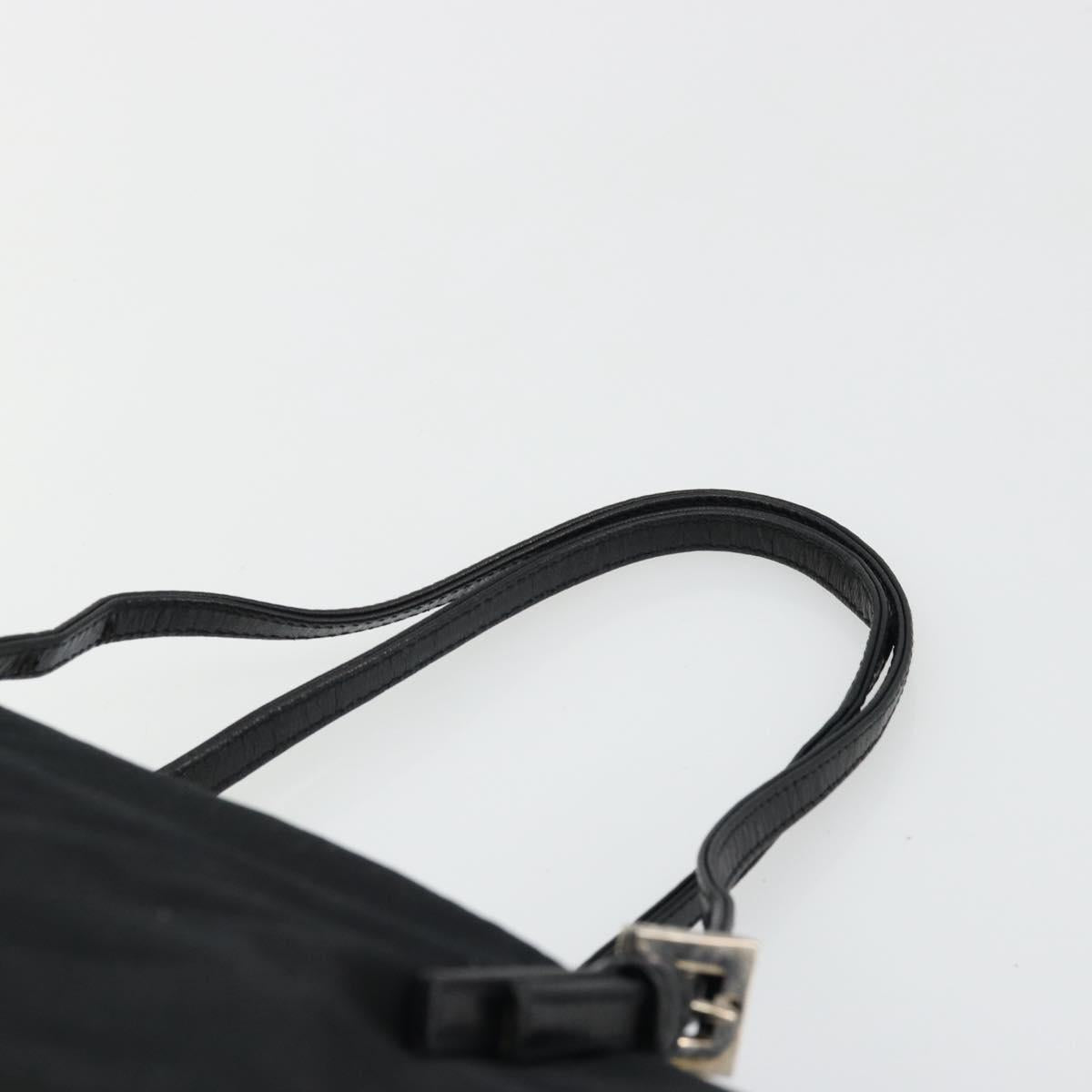 FENDI Tote Bag Nylon Black Silver Auth YKZ893
