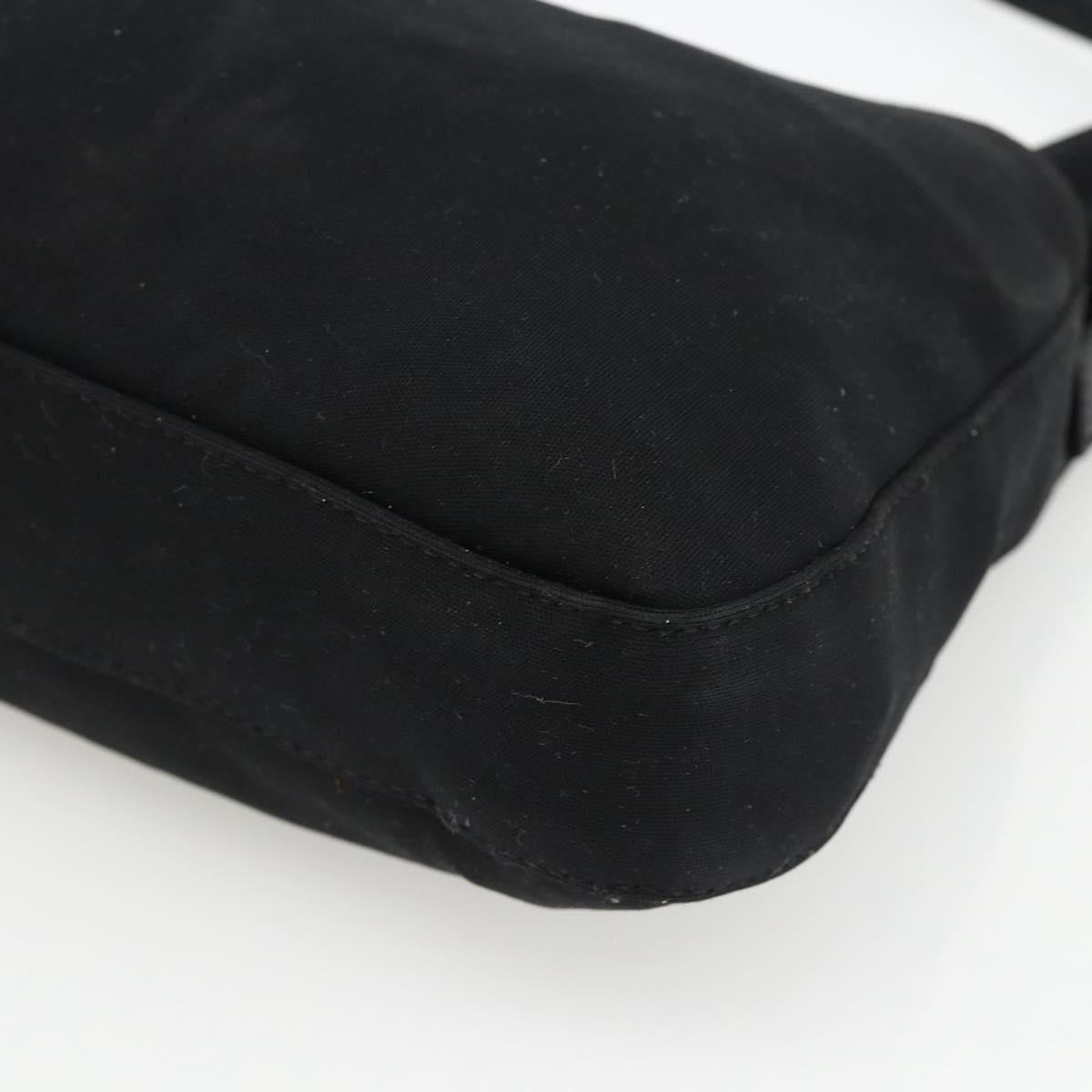 FENDI Mamma Baguette Shoulder Bag Nylon Black Silver Auth YKZ897