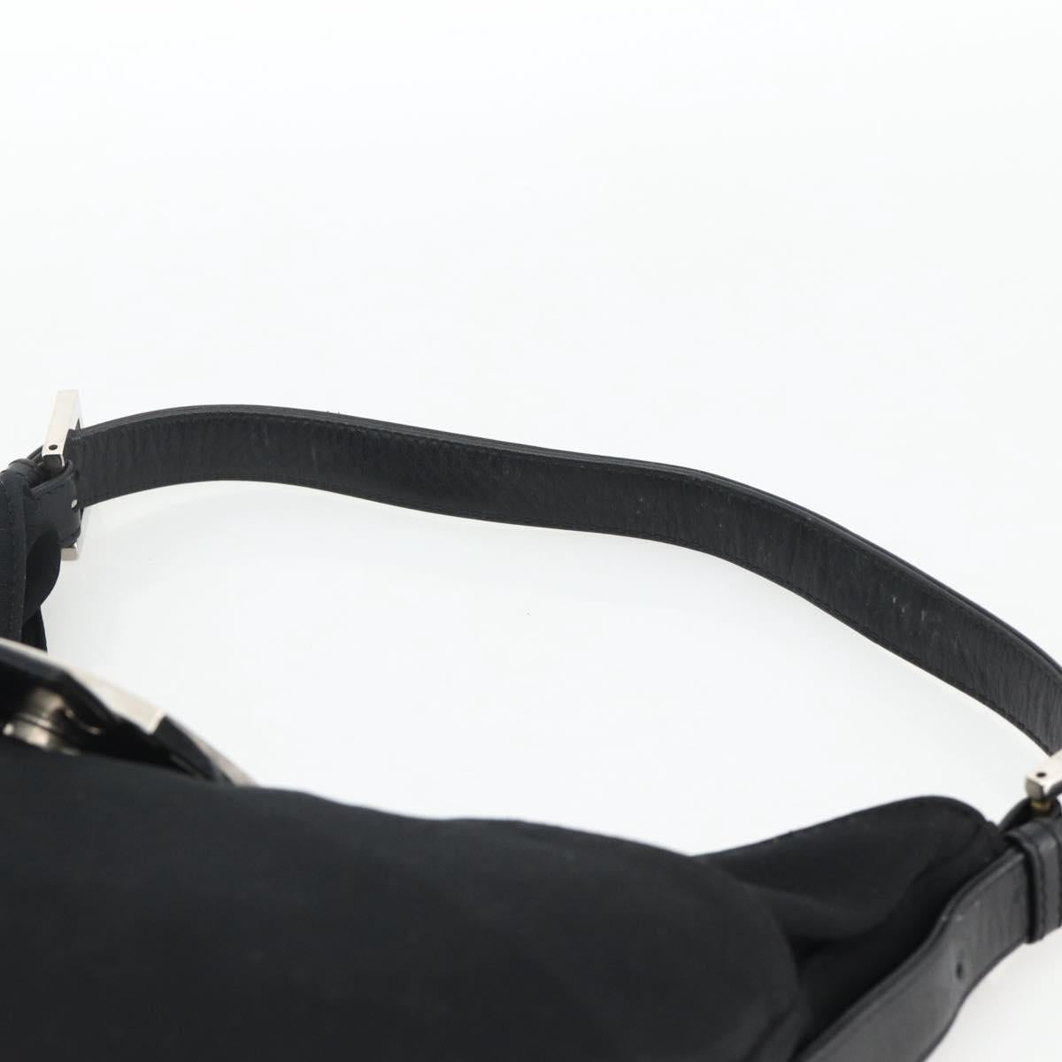 FENDI Mamma Baguette Shoulder Bag Nylon Black Silver Auth YKZ897