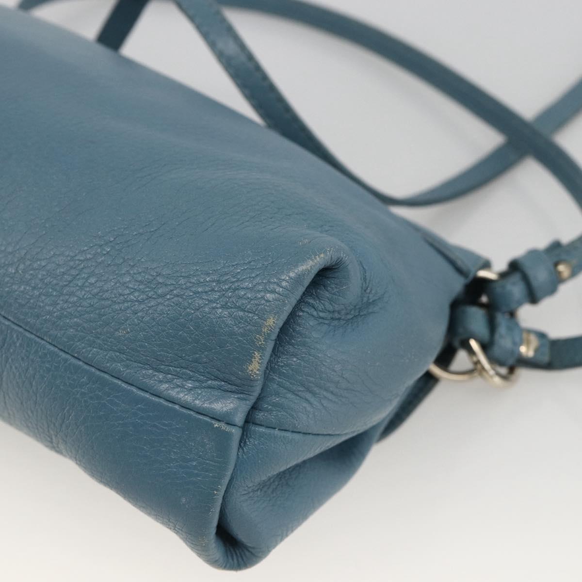 Chloe Lily Shoulder Bag Leather 2way Light Blue Silver Auth YKZ910A