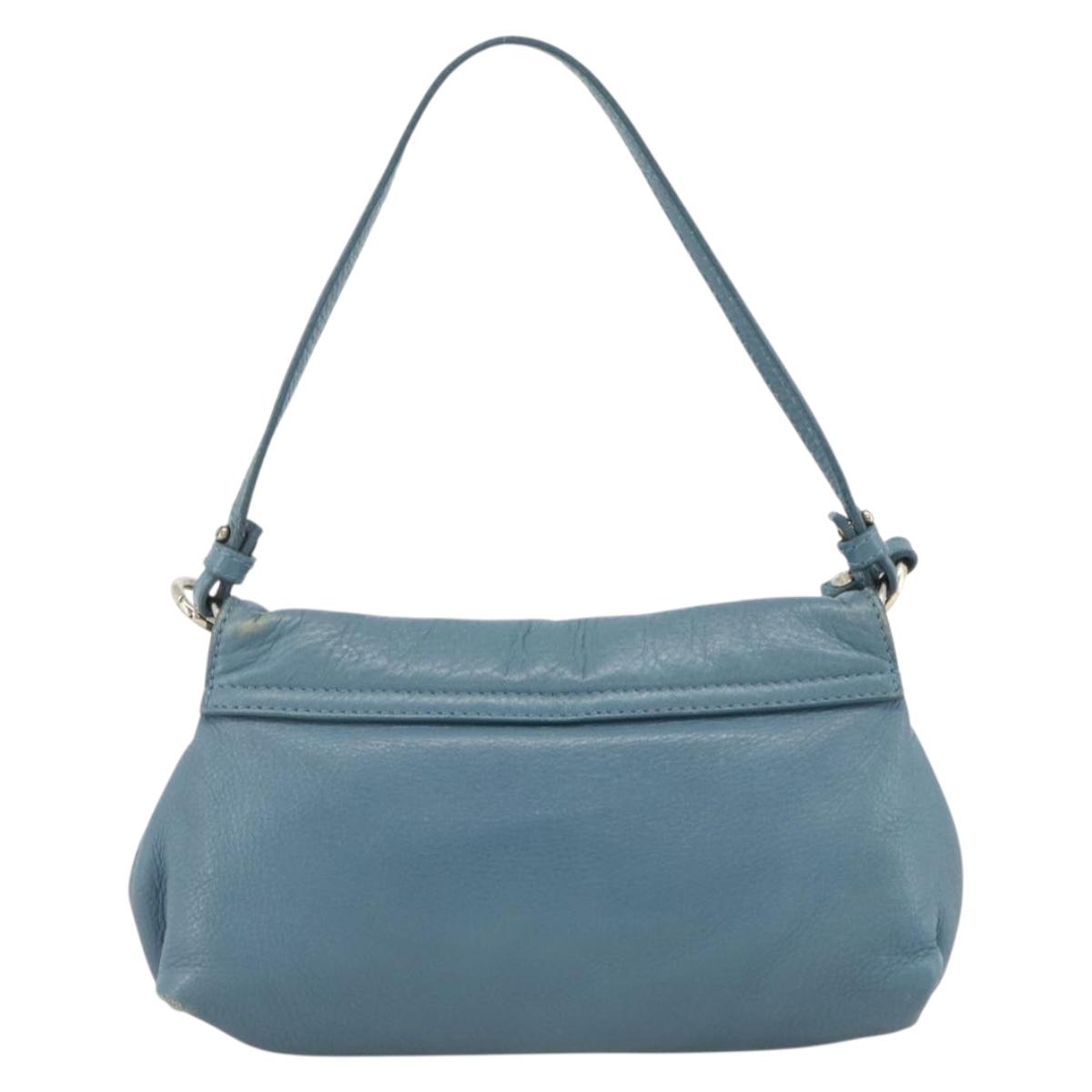 Chloe Lily Shoulder Bag Leather 2way Light Blue Silver Auth YKZ910A