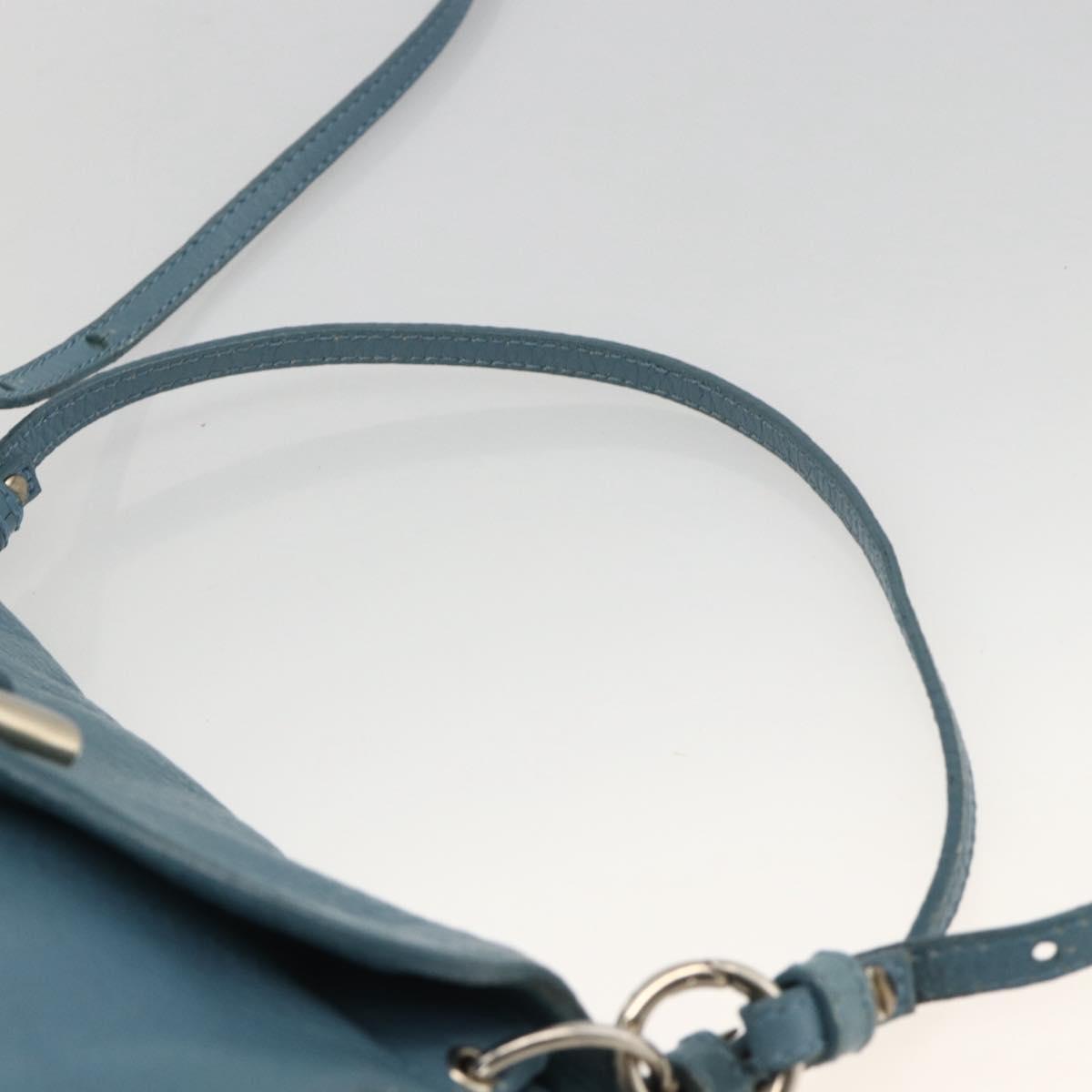 Chloe Lily Shoulder Bag Leather 2way Light Blue Silver Auth YKZ910A