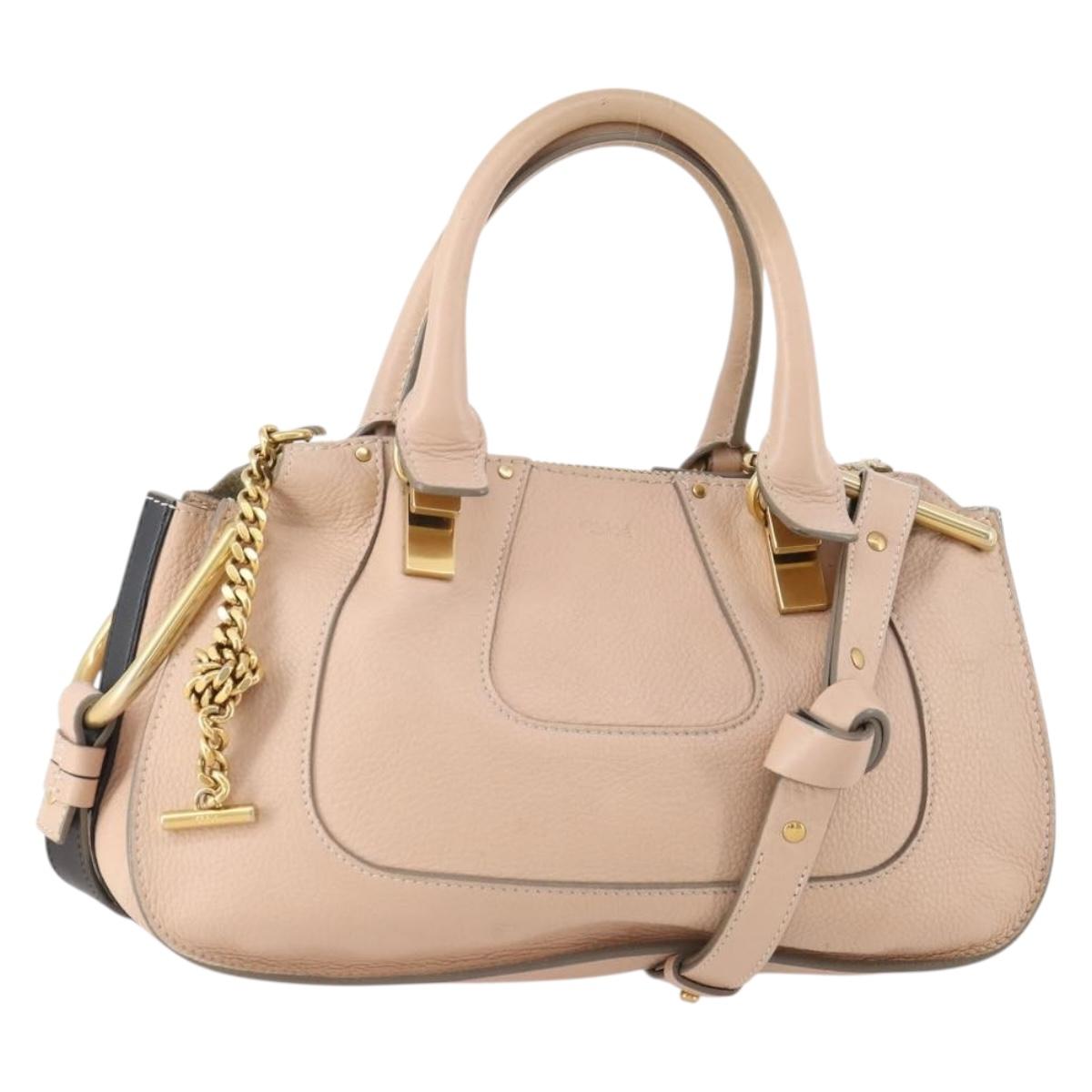 Chloe Hailey Hand Bag Leather 2way Pink Gold 02165665 Auth YKZ911A