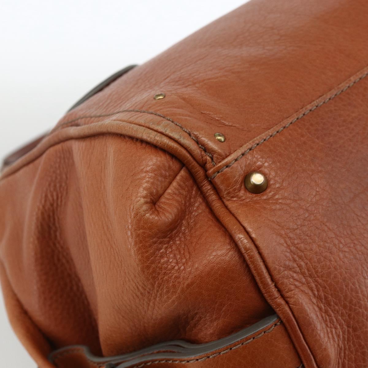 Chloe Paddington Hand Bag Leather Brown Gold Silver Auth YKZ912A
