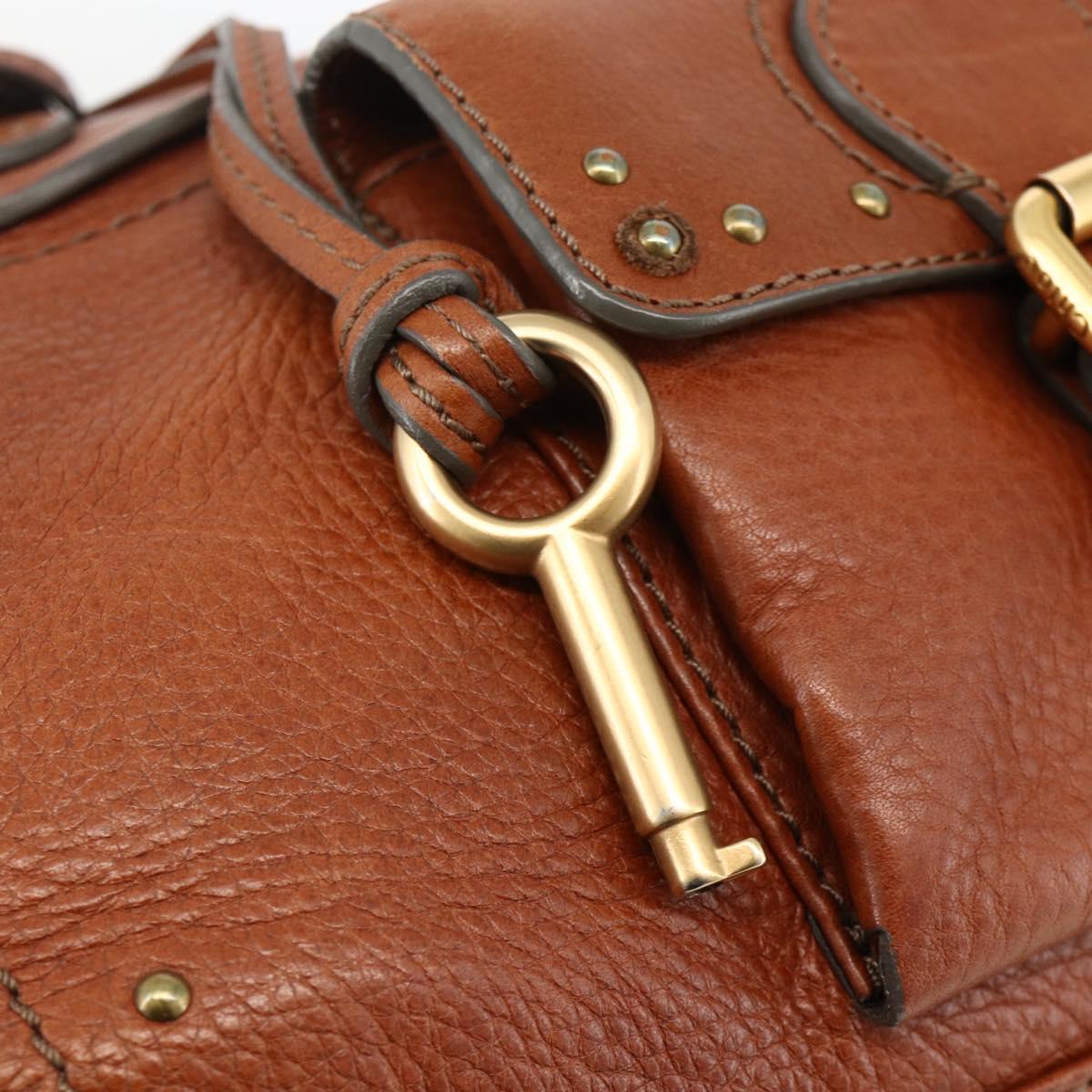 Chloe Paddington Hand Bag Leather Brown Gold Silver Auth YKZ912A
