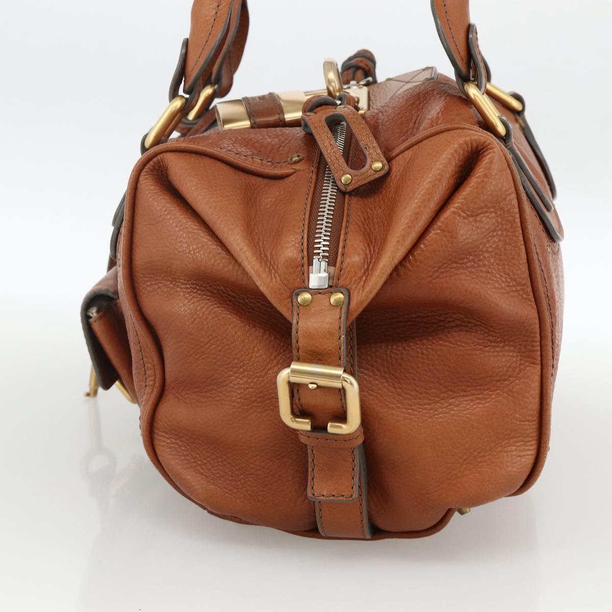 Chloe Paddington Hand Bag Leather Brown Gold Silver Auth YKZ912A