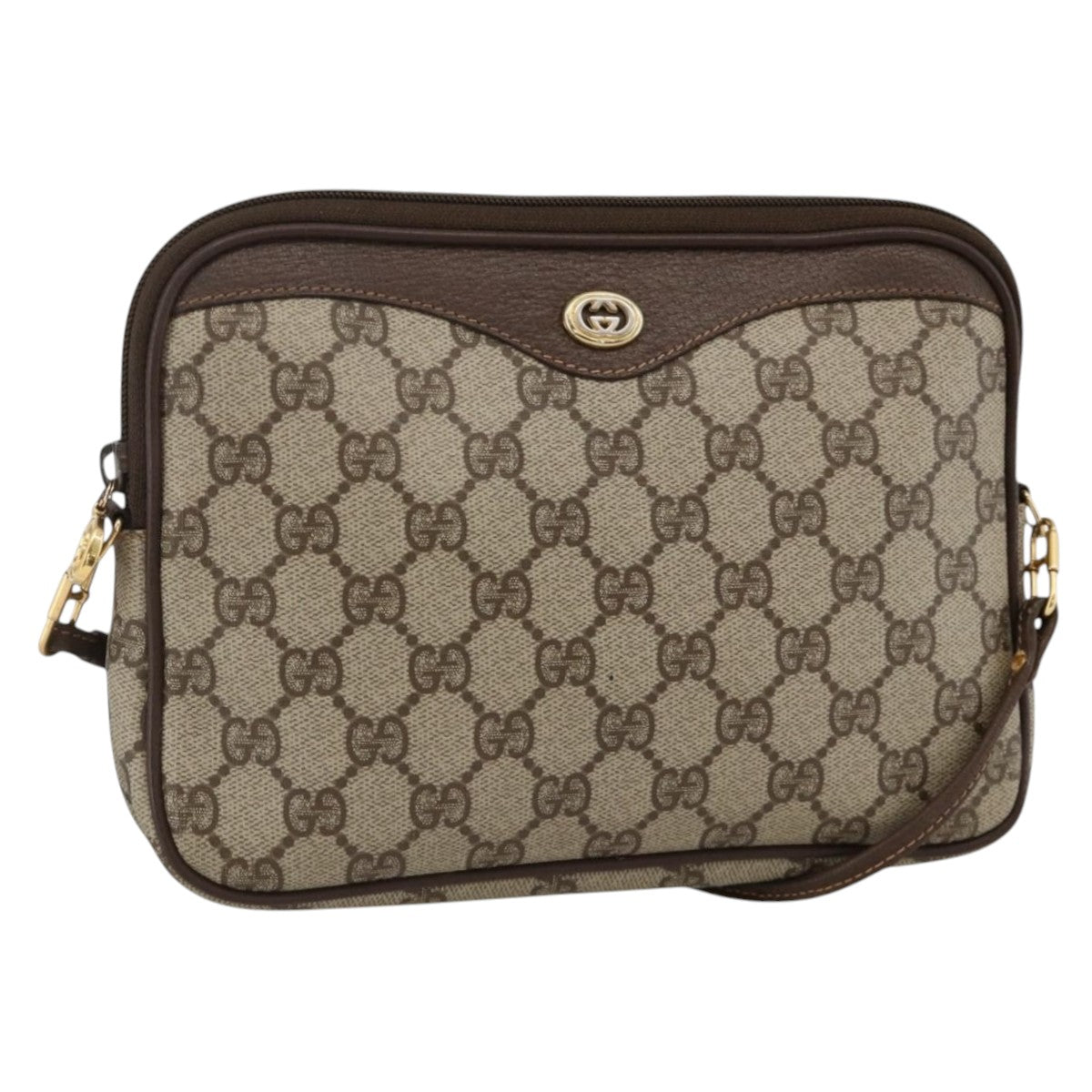 GUCCI GG Supreme Shoulder Bag PVC Beige Gold 97 02 068 Auth YKZ914