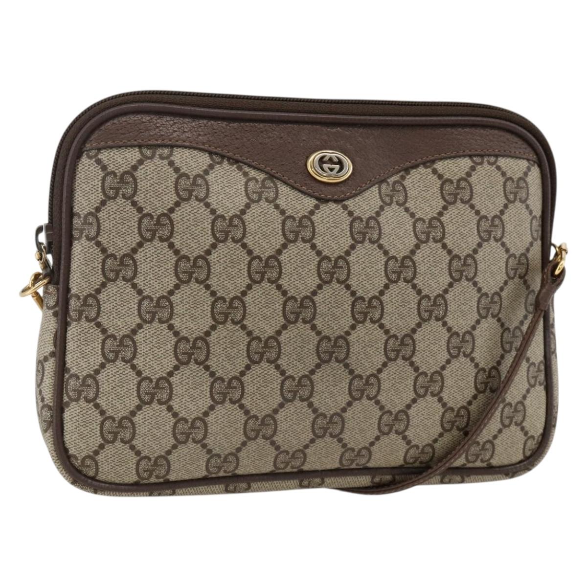 GUCCI GG Supreme Shoulder Bag PVC Beige Gold 97 02 068 Auth YKZ916