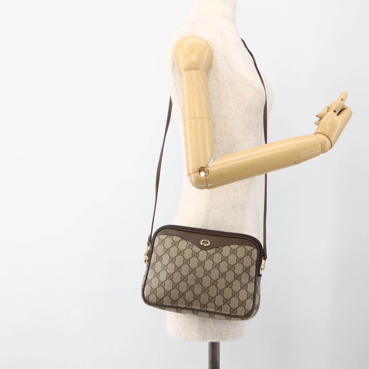 GUCCI GG Supreme Shoulder Bag PVC Beige Gold 97 02 068 Auth YKZ916