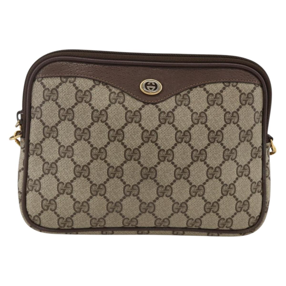GUCCI GG Supreme Shoulder Bag PVC Beige Gold 97 02 068 Auth YKZ916