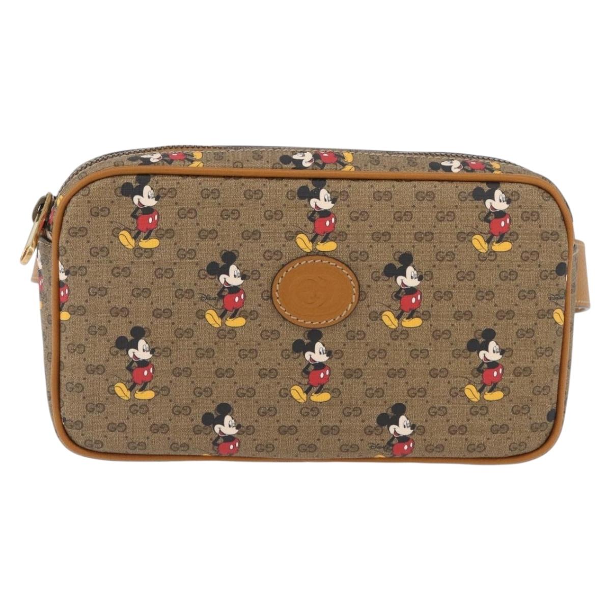 GUCCI Micro GG Supreme Disney collaboration bag PVC Beige 602695 Auth YKZ921SAM