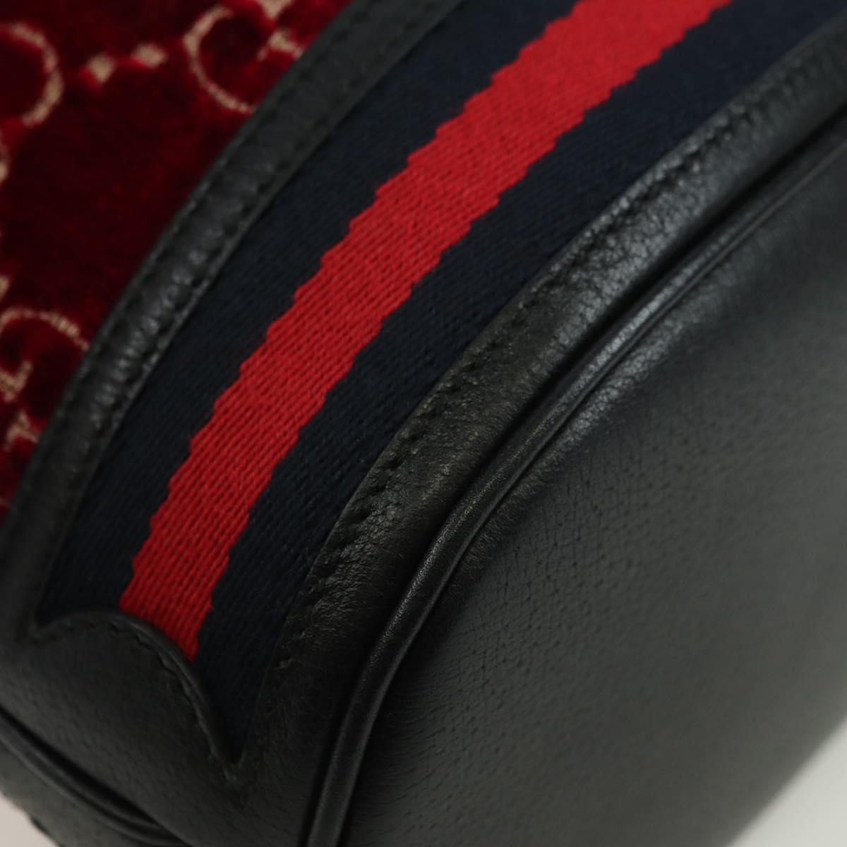 GUCCI GG Velvet Sherry Line Bucket bag Shoulder Bag Red Gold 574960 Auth YKZ922M