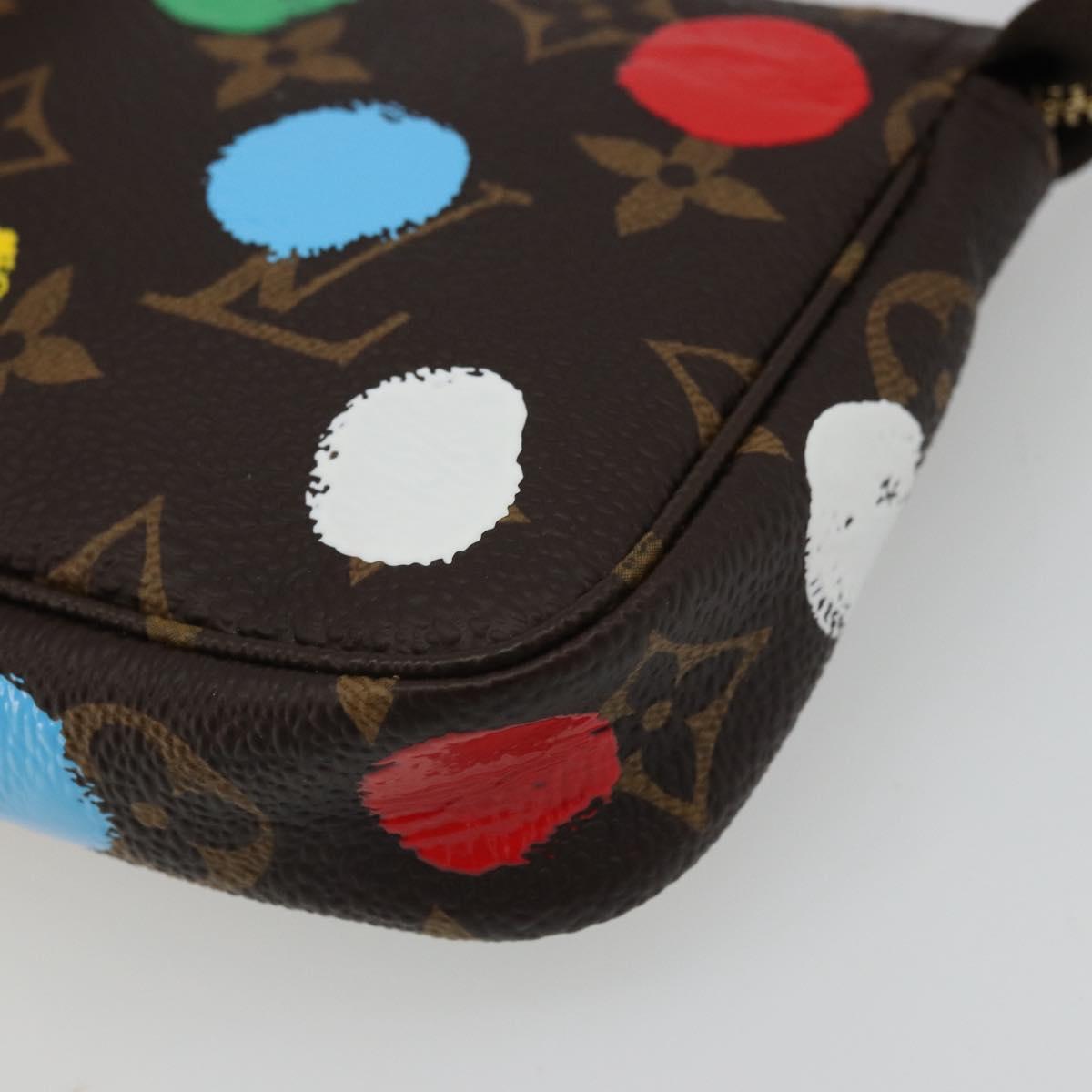 LOUIS VUITTON Yayoi Kusama Mini Pochette Accessoires Pouch M81866 Auth YKZ926SM