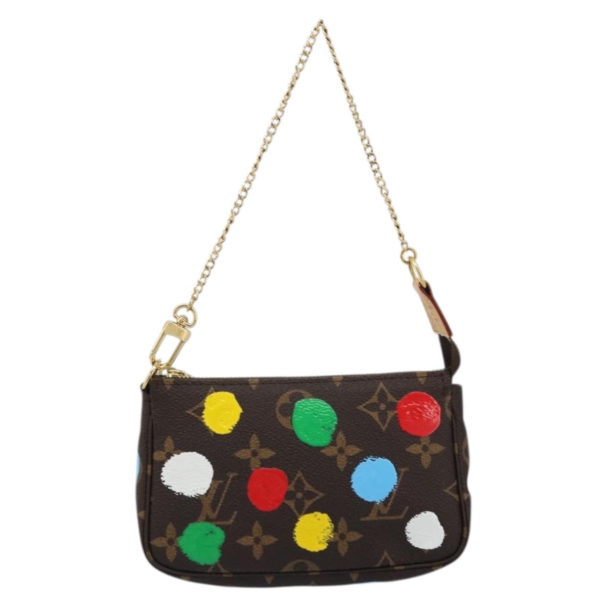 LOUIS VUITTON Yayoi Kusama Mini Pochette Accessoires Pouch M81866 Auth YKZ926SM