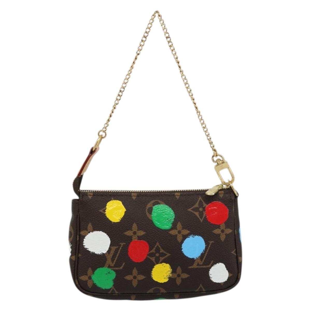 LOUIS VUITTON Yayoi Kusama Mini Pochette Accessoires Pouch M81866 Auth YKZ926SM