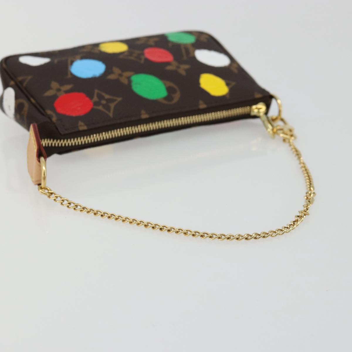 LOUIS VUITTON Yayoi Kusama Mini Pochette Accessoires Pouch M81866 Auth YKZ926SM