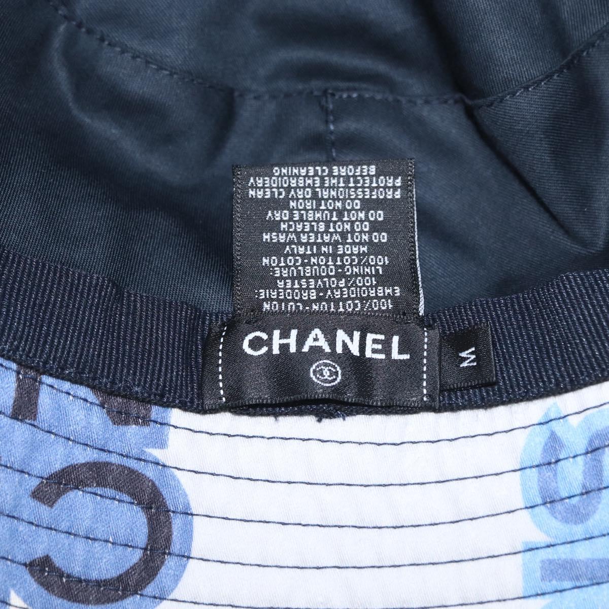 CHANEL Hat Cotton White CC Auth YKZ930M
