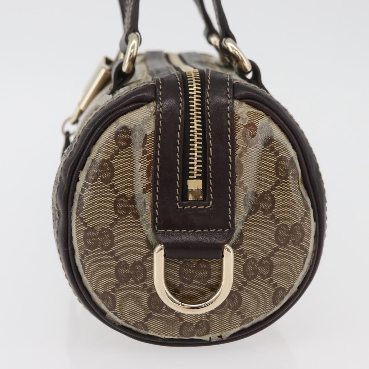 GUCCI GG Crystal Histeria Boston Bag Coated Canvas Beige Gold 181485 Auth YKZ948