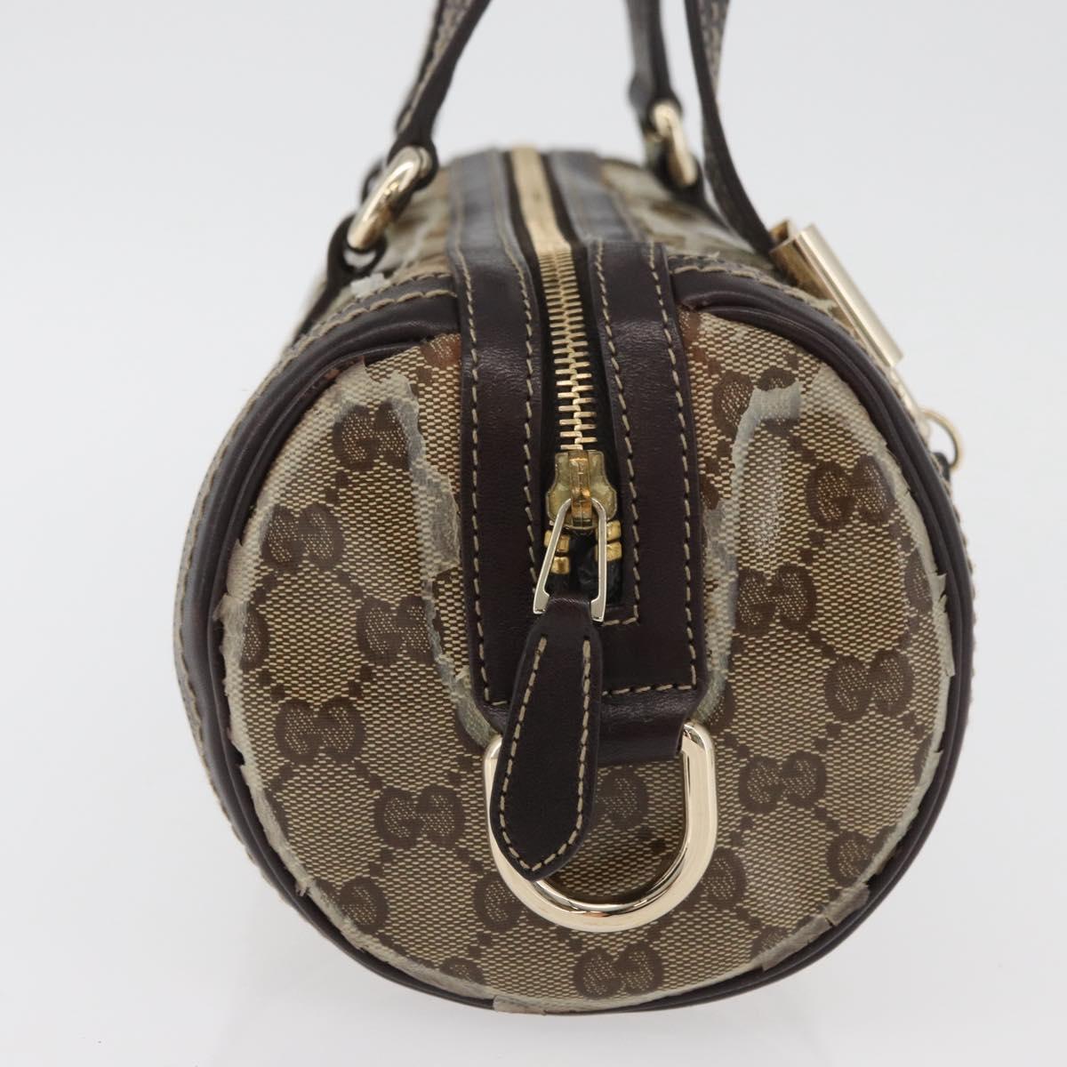 GUCCI GG Crystal Histeria Boston Bag Coated Canvas Beige Gold 181485 Auth YKZ948