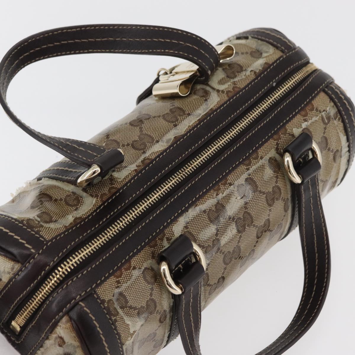 GUCCI GG Crystal Histeria Boston Bag Coated Canvas Beige Gold 181485 Auth YKZ948