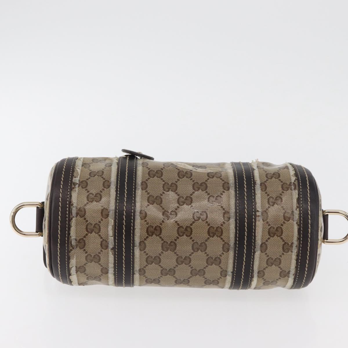 GUCCI GG Crystal Histeria Boston Bag Coated Canvas Beige Gold 181485 Auth YKZ948