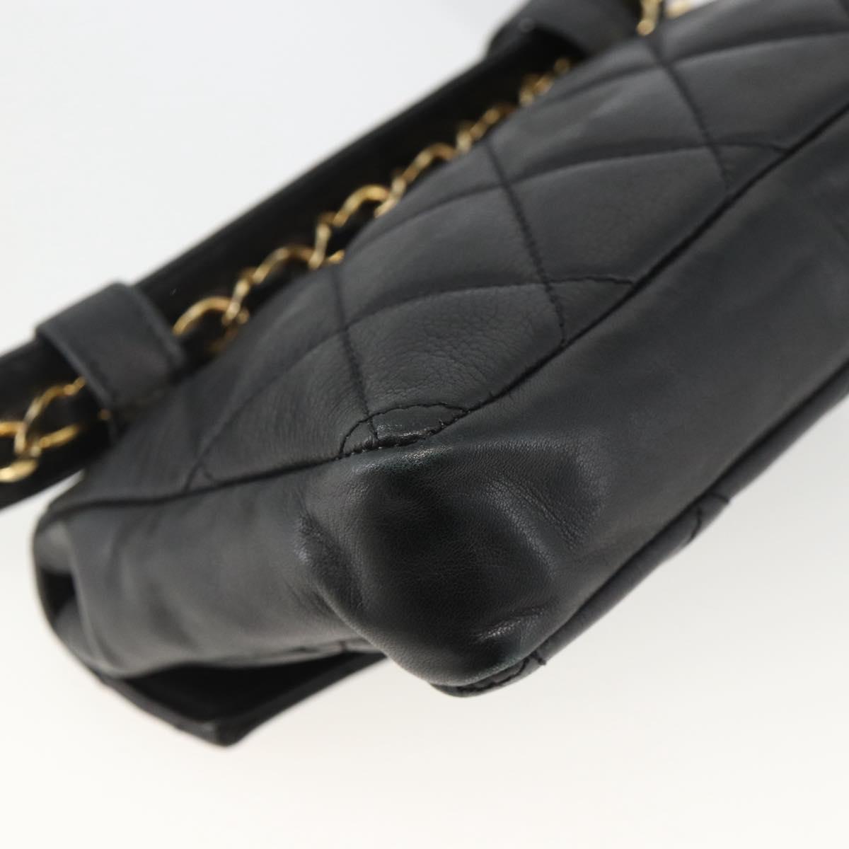 CHANEL Matelasse Waist bag Lamb Skin Black Gold CC Auth YKZ961