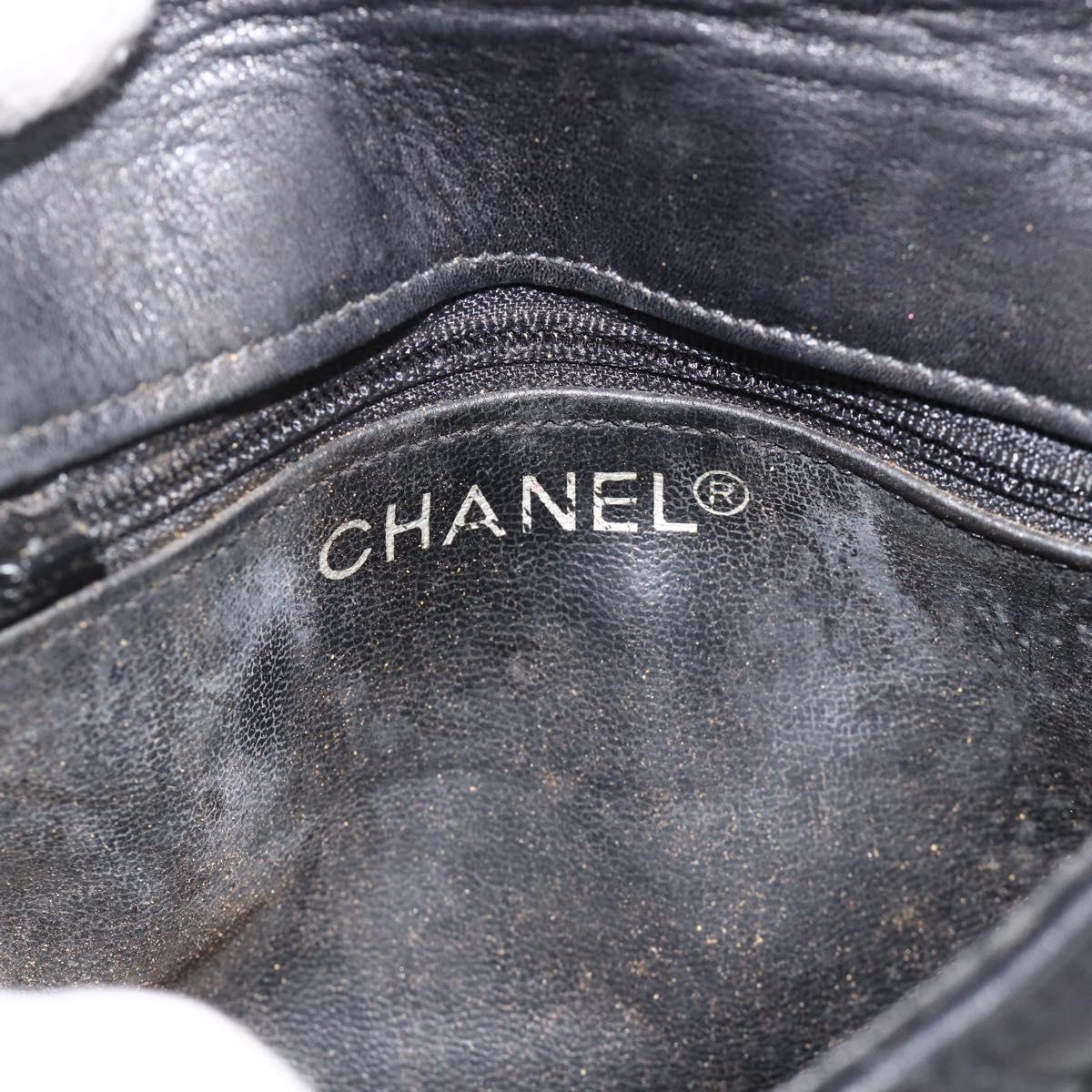 CHANEL Matelasse Waist bag Lamb Skin Black Gold CC Auth YKZ961