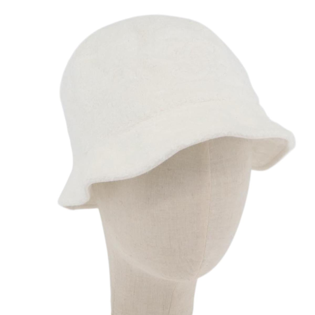 CHANEL COCO Mark Hat Pile White CC Auth YKZ968A