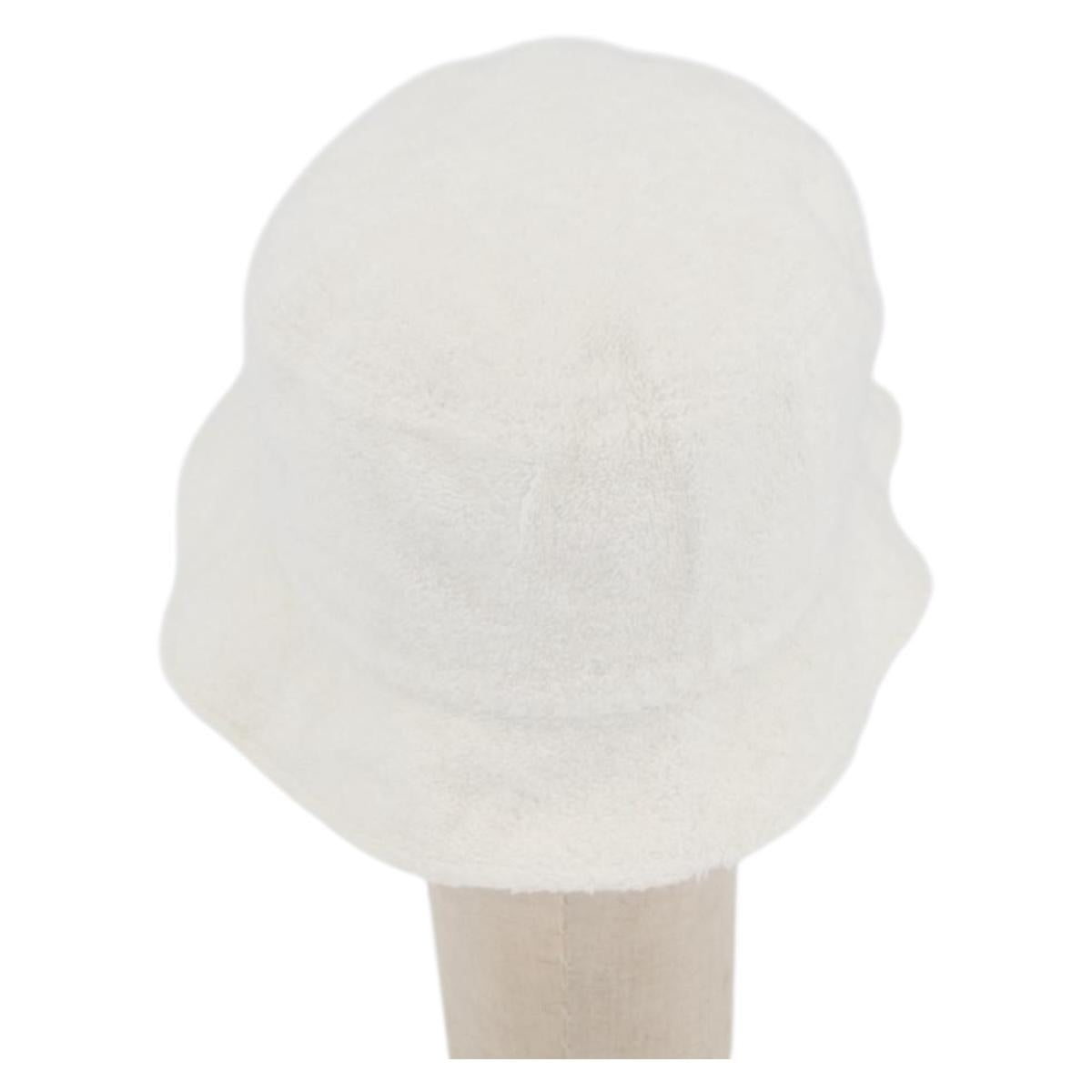 CHANEL COCO Mark Hat Pile White CC Auth YKZ968A