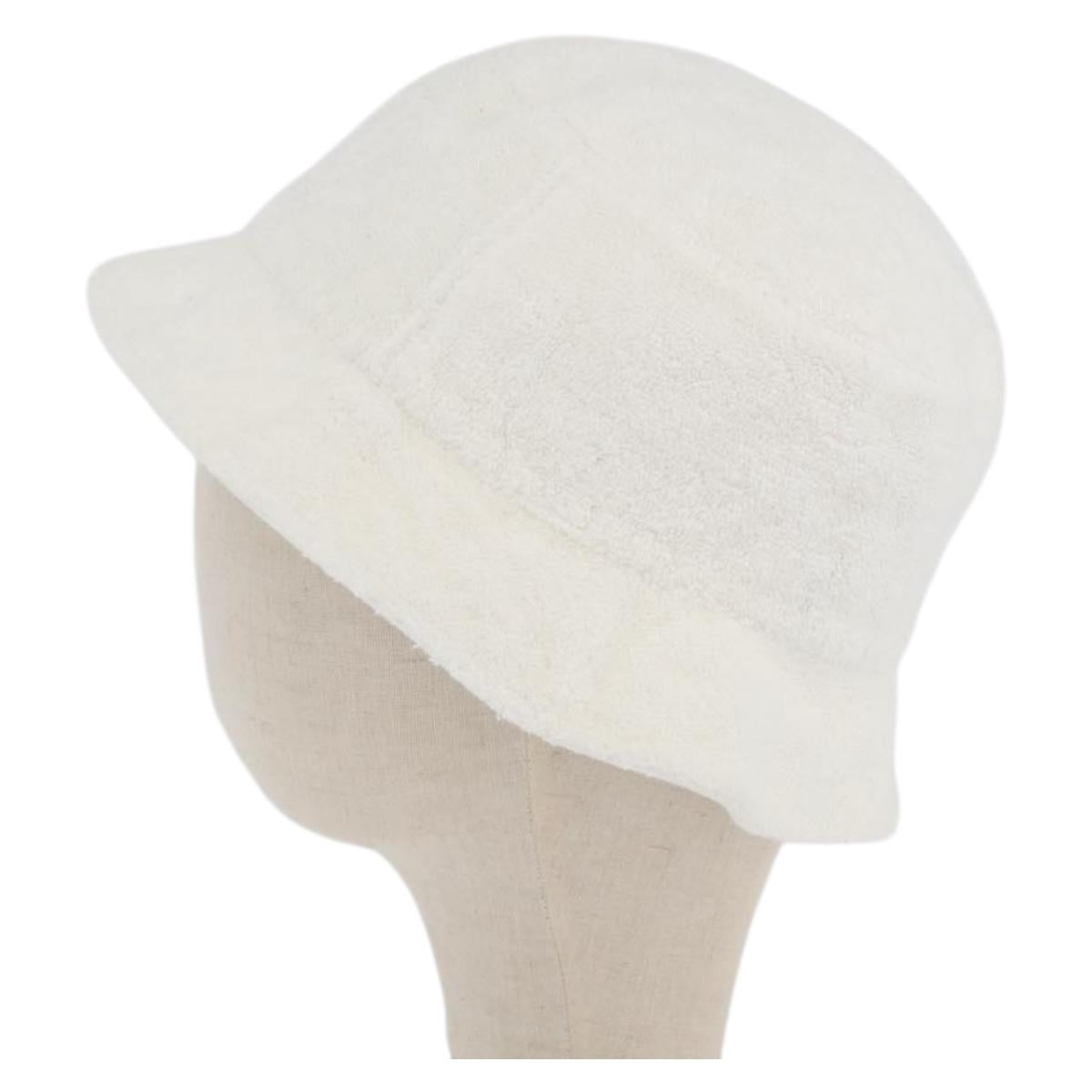 CHANEL COCO Mark Hat Pile White CC Auth YKZ968A