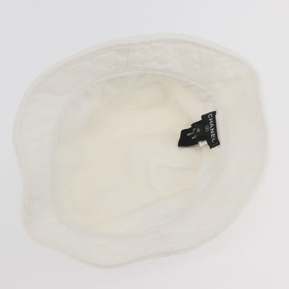 CHANEL COCO Mark Hat Pile White CC Auth YKZ968A
