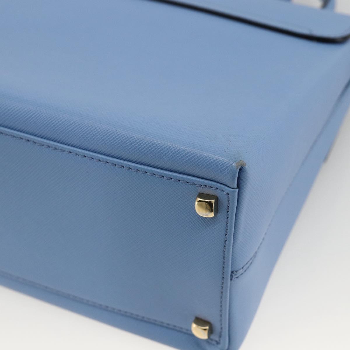 Salvatore Ferragamo Gancini Hand Bag Leather 2way Light Blue Gold Auth YKZ984A