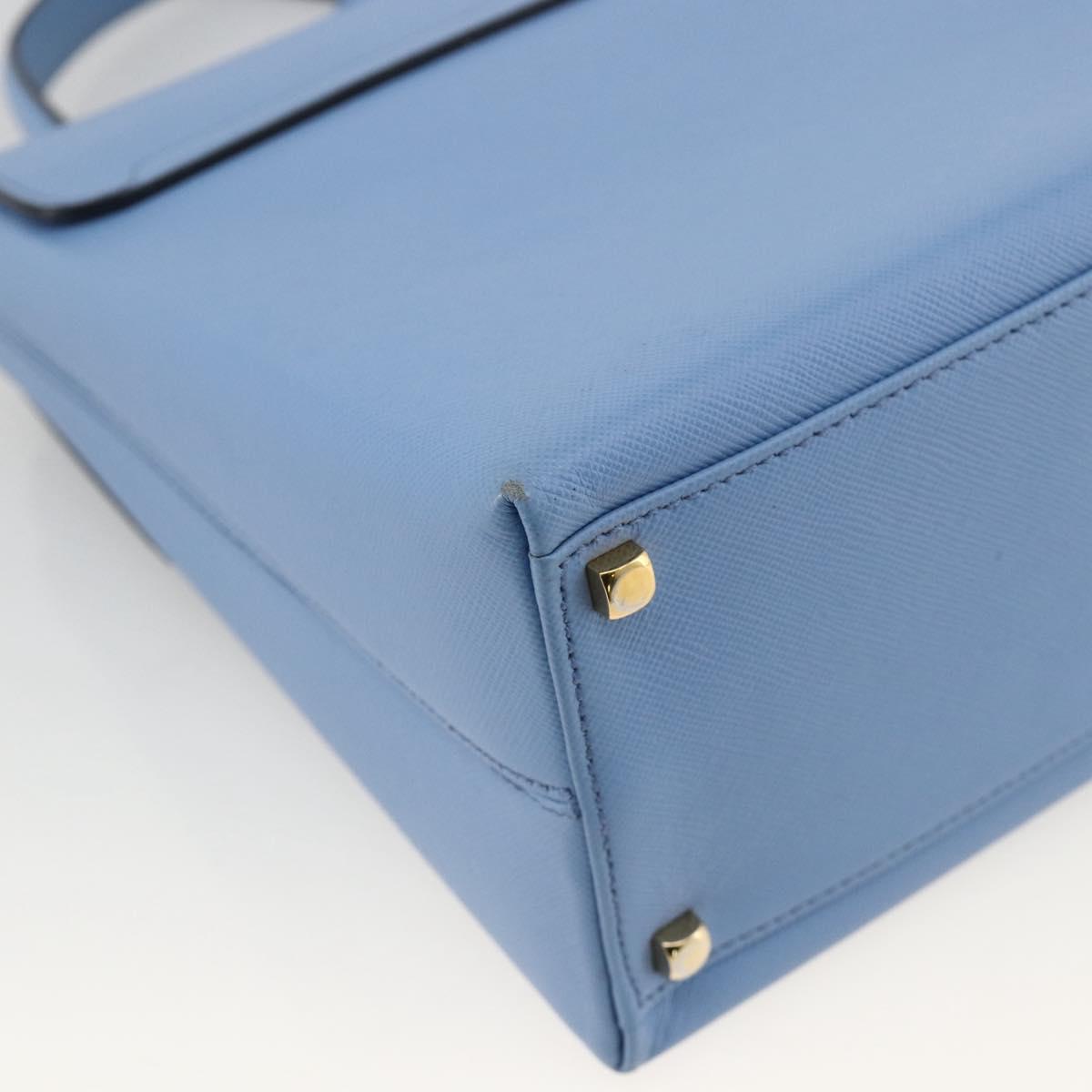 Salvatore Ferragamo Gancini Hand Bag Leather 2way Light Blue Gold Auth YKZ984A