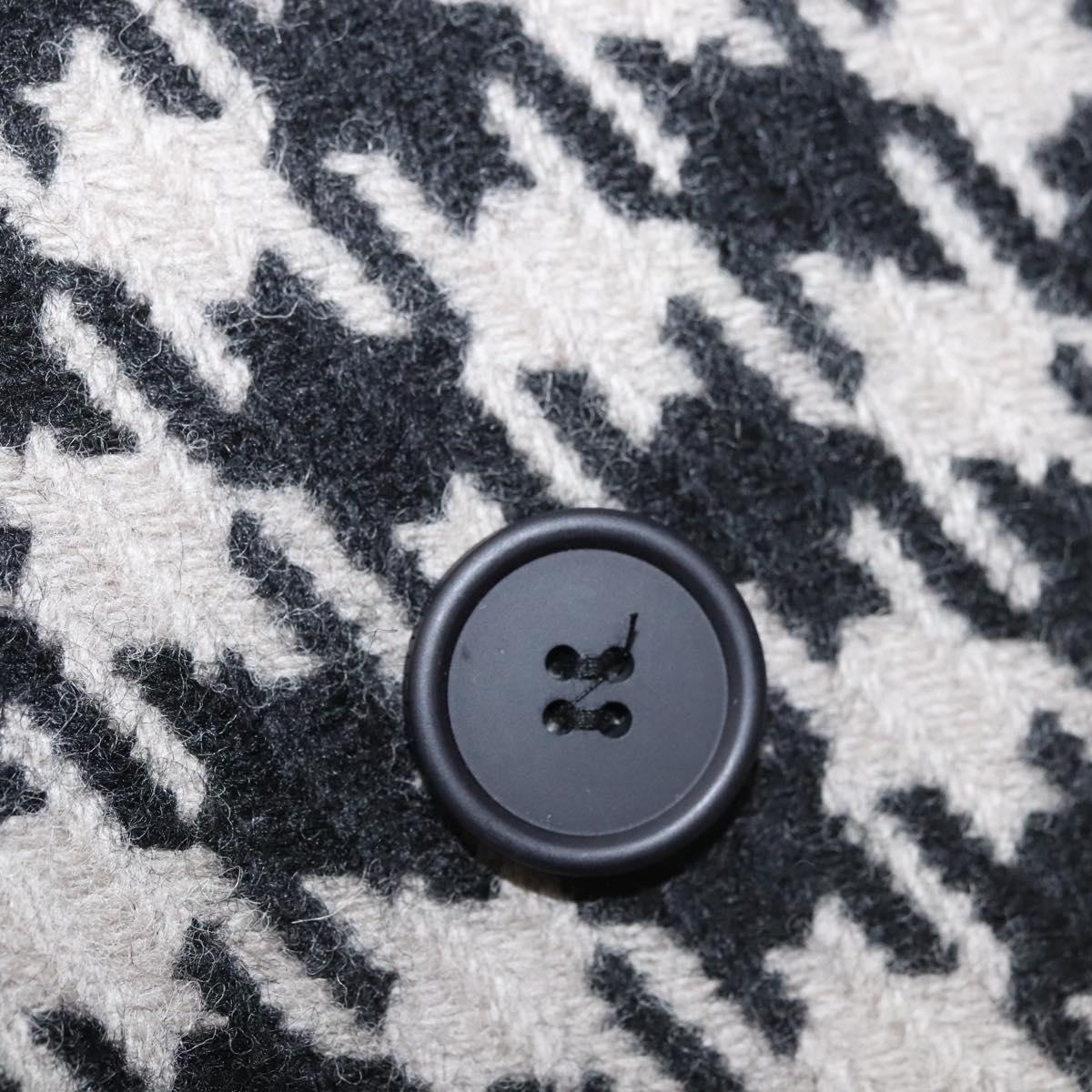 Off-White Chester Coat Staggered Pattern Jacket Wool Black Auth ym005M