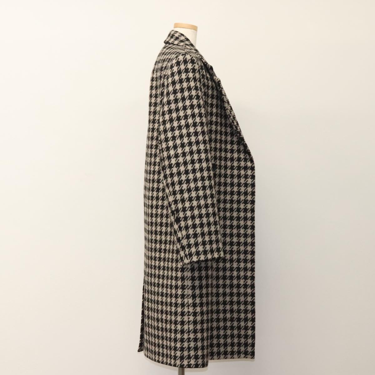 Off-White Chester Coat Staggered Pattern Jacket Wool Black Auth ym005M