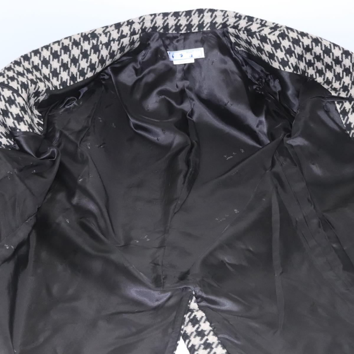 Off-White Chester Coat Staggered Pattern Jacket Wool Black Auth ym005M