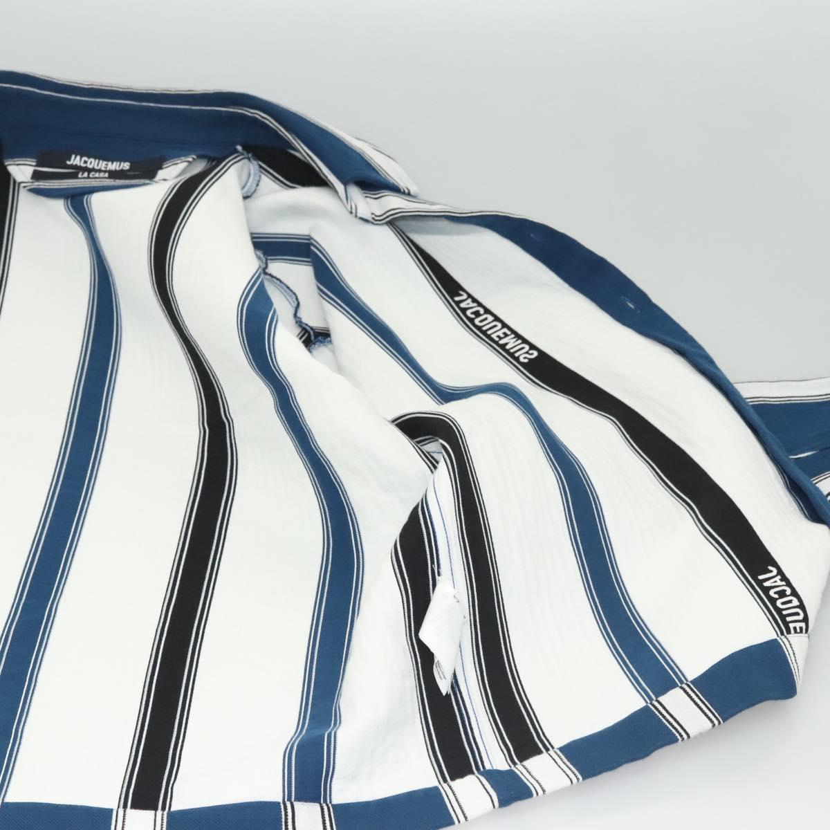 JACQUEMUS Long Sleeve Shirt Cotton Blue Auth ym006M