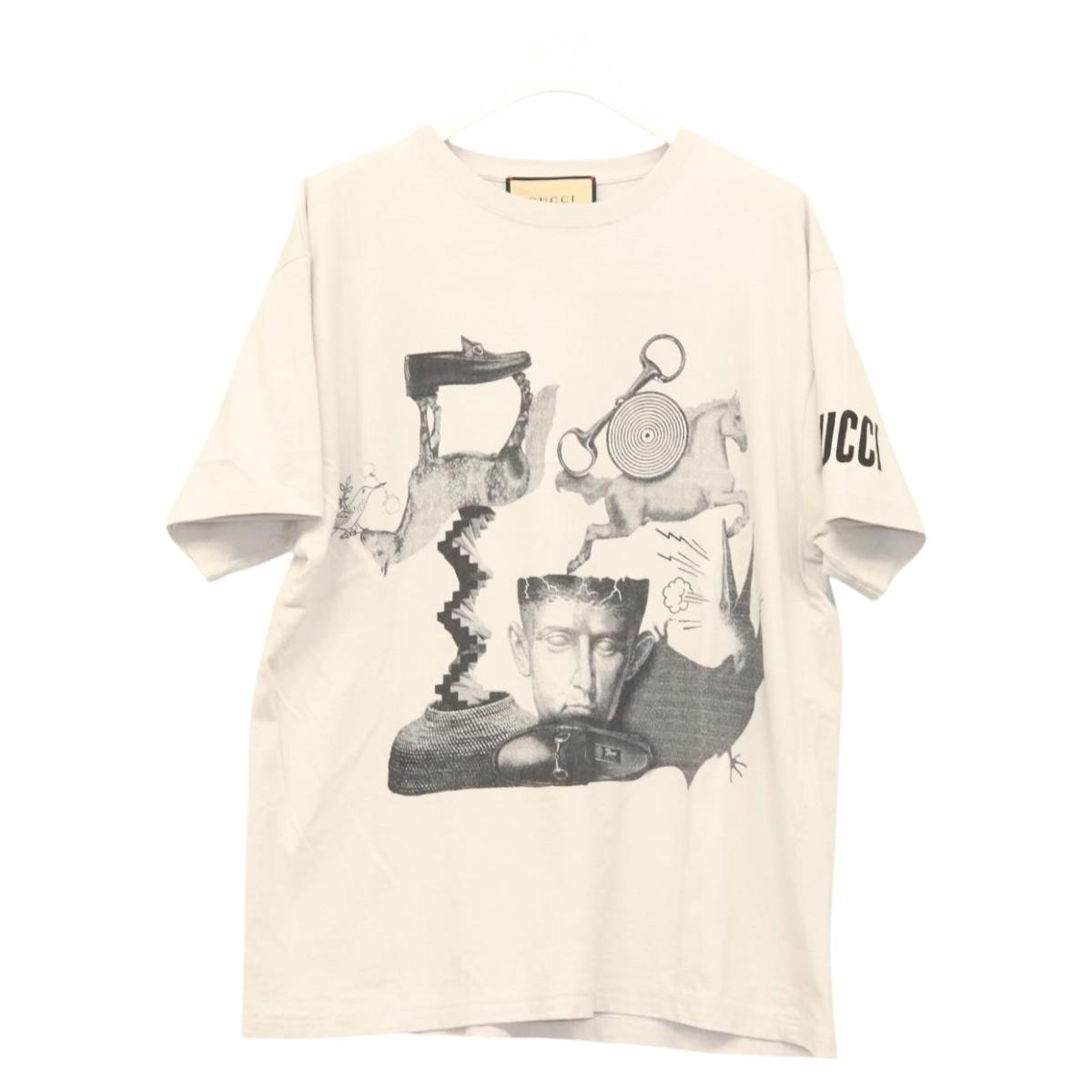 GUCCI T Shirt Cotton Light Gray Auth ym015M