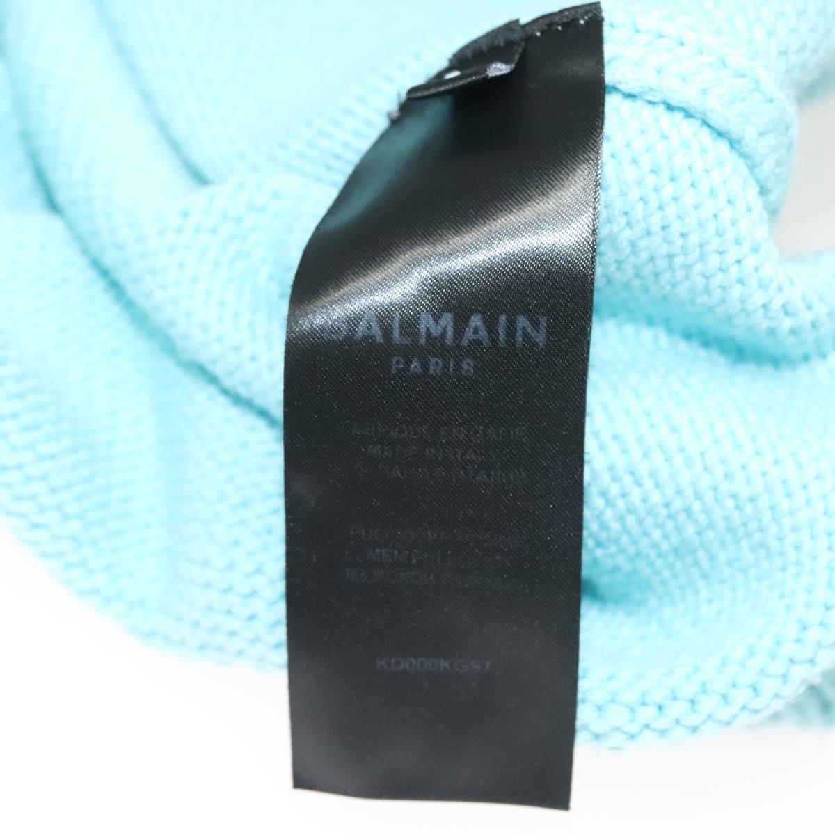 BALMAIN Long Sleeve Knitted Fabrics Wool Light Blue Auth ym021M