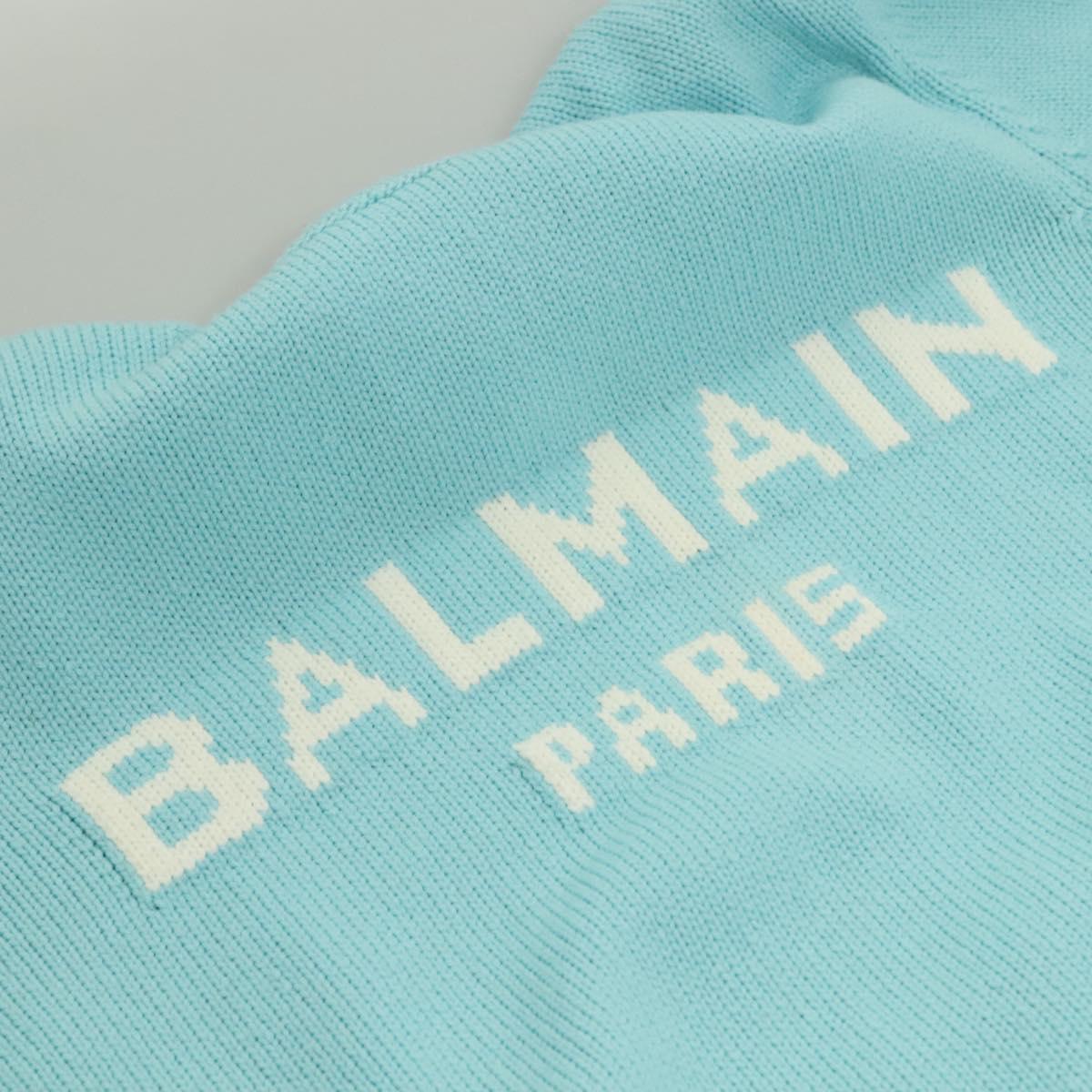 BALMAIN Long Sleeve Knitted Fabrics Wool Light Blue Auth ym021M